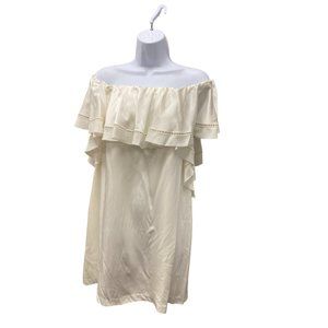 Rachel Zoe Off-Shoulder Cream Ruffle Dress
